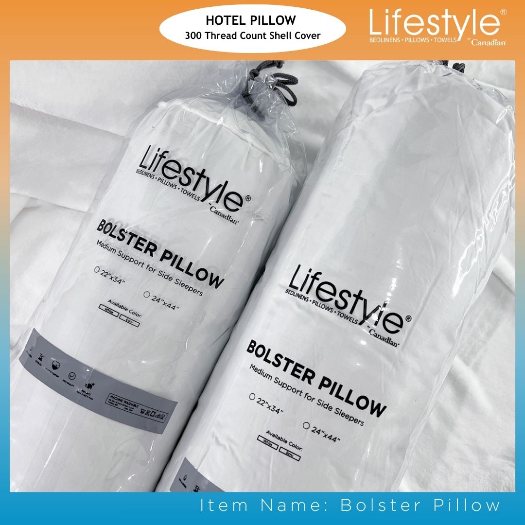 Hotel Bolster Pillows - 300 Thread Count Cover Lifestyle by Canadian