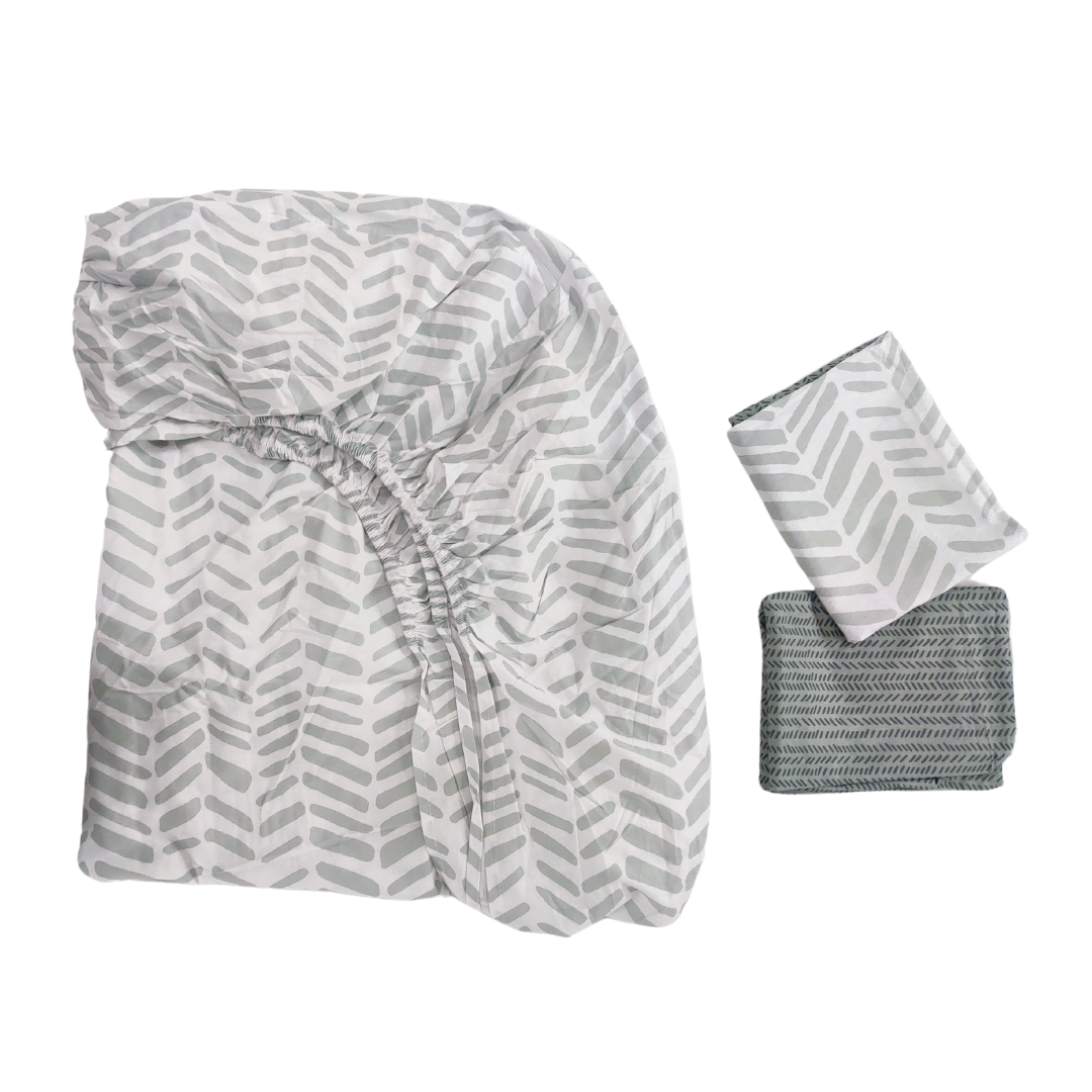 3PC Bedsheet Set King | 100% Cotton Melange Gray / White Lifestyle by Canadian
