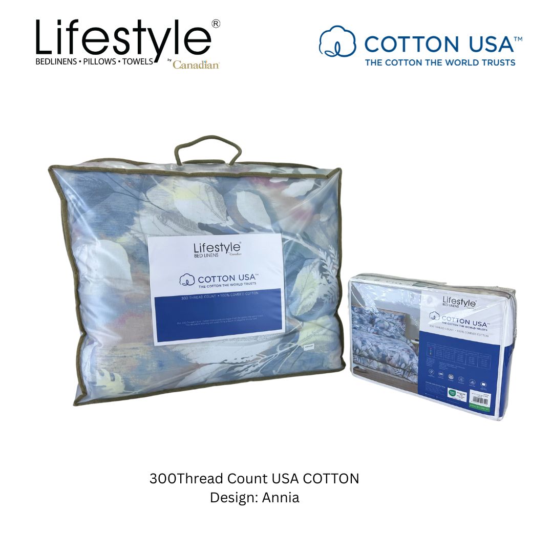 4PC I 3PC I COMFORTER I DUVET COVER BEDSHEET USA COTTON 300TC I Design: ANNIA Lifestyle by Canadian