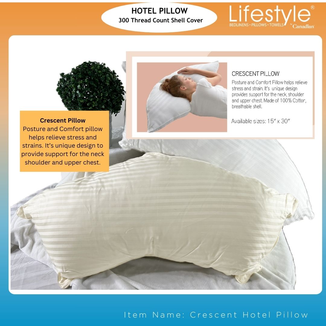 Hotel Crescent Pillow - 300 Thread Count Cover Lifestyle by Canadian