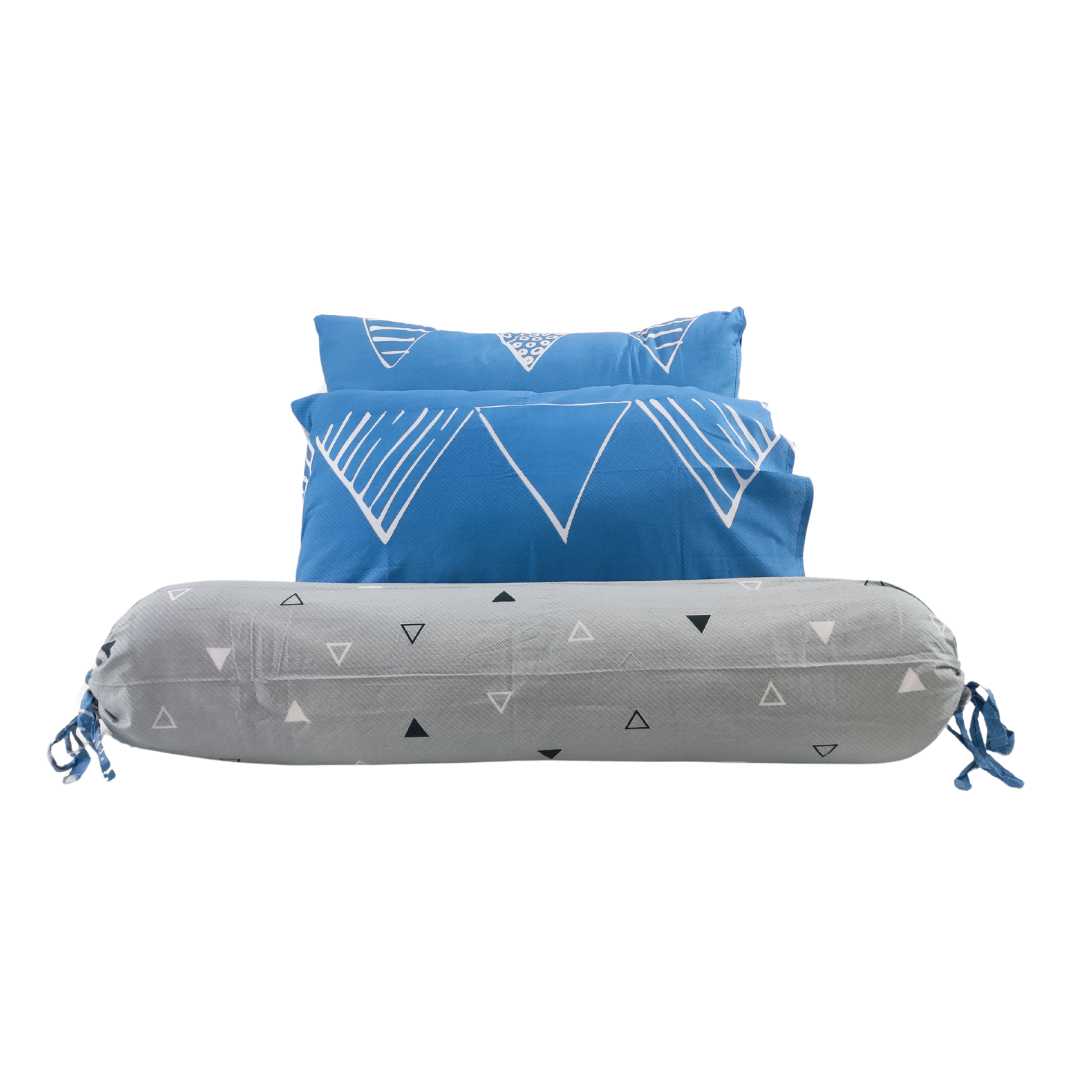 3PC Bedsheet Set King | 100% Cotton (Design 7) Blue/Gray Lifestyle by Canadian
