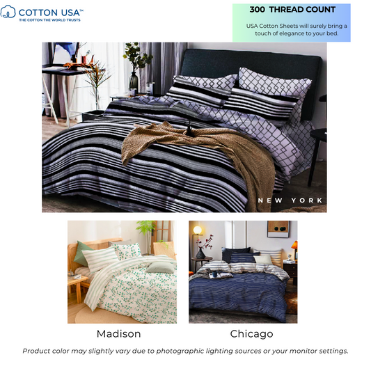Lifestyle USA 300Thread Count Cotton Bedsheet Set_Chicago Lifestyle by Canadian