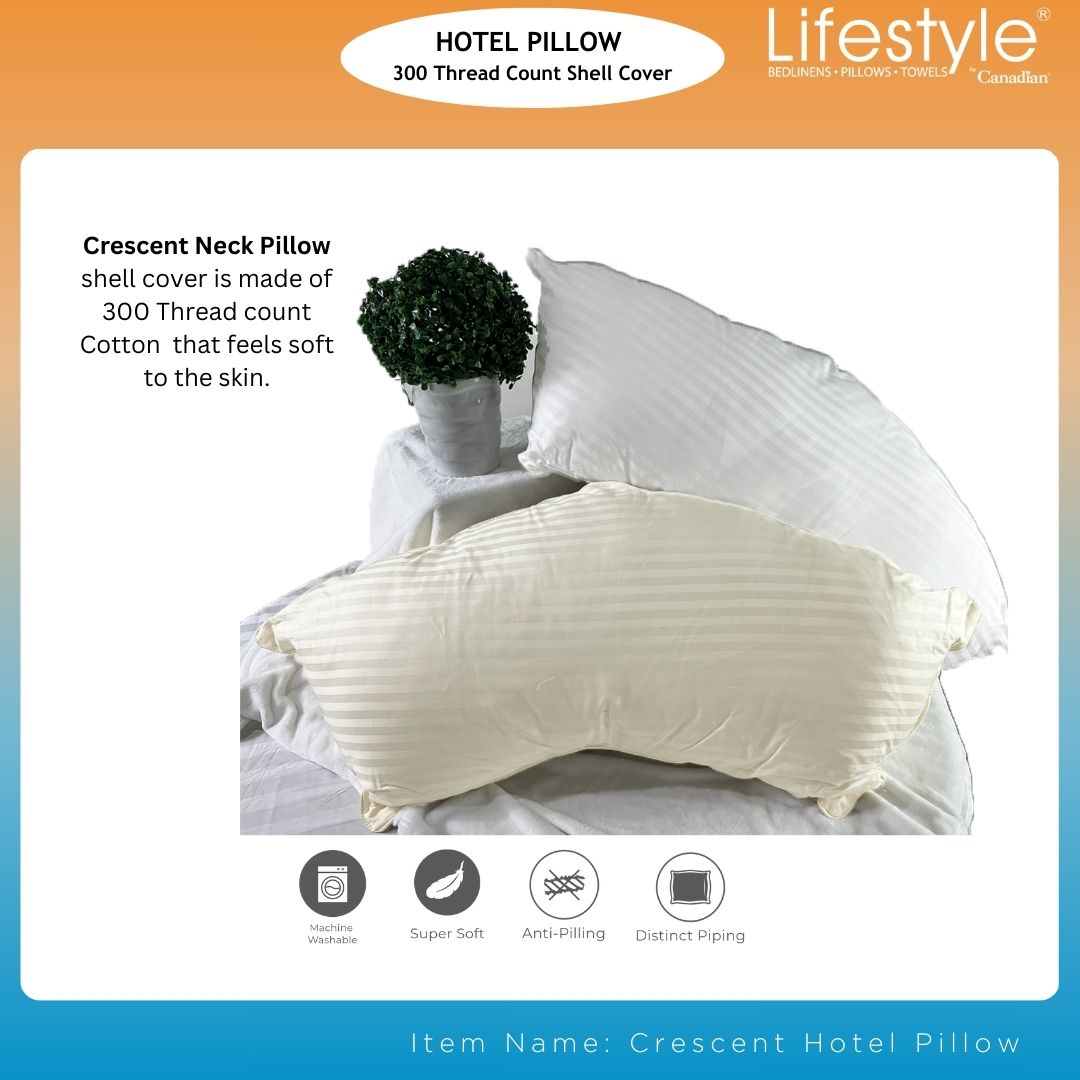 Hotel Crescent Pillow - 300 Thread Count Cover Lifestyle by Canadian