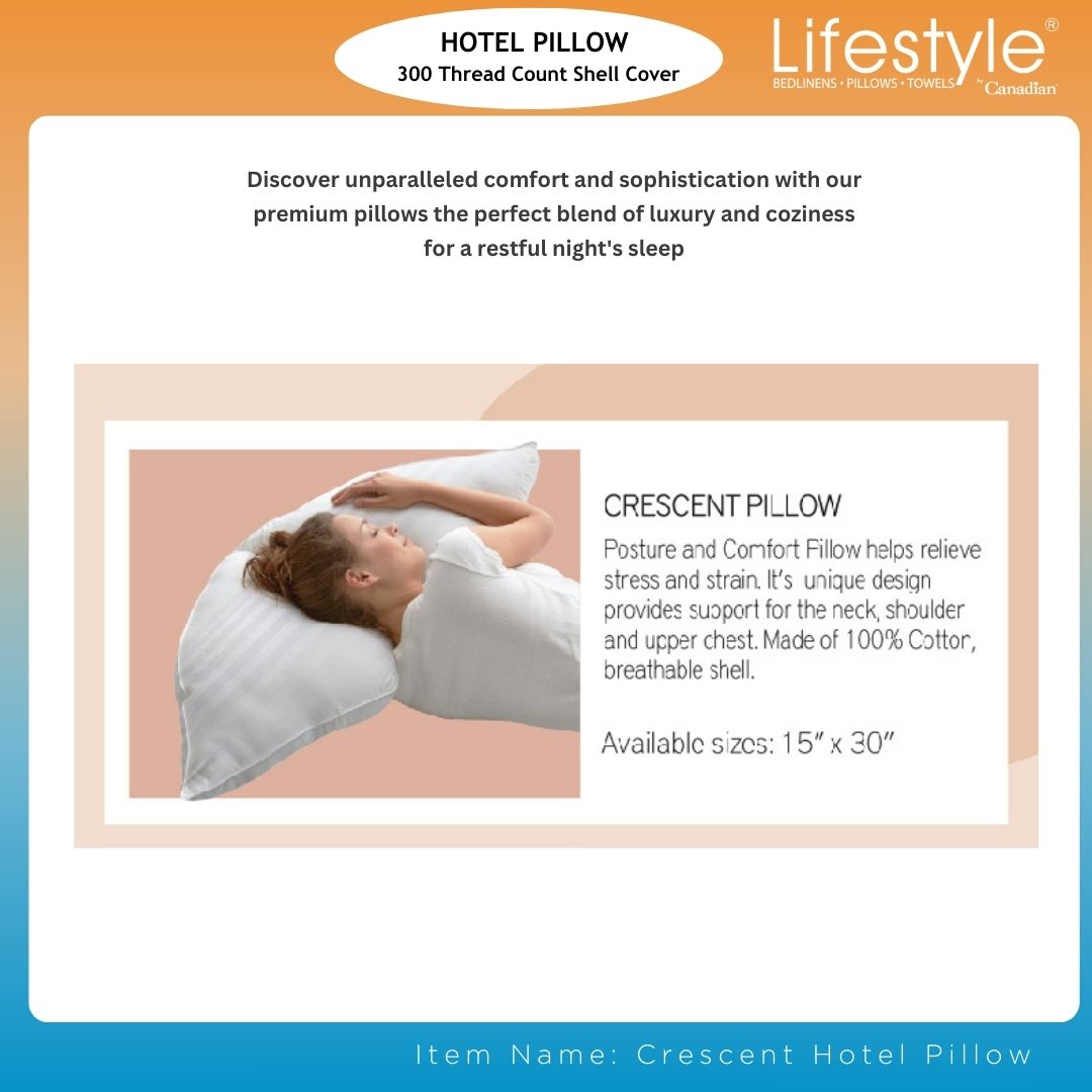 Hotel Crescent Pillow - 300 Thread Count Cover Lifestyle by Canadian