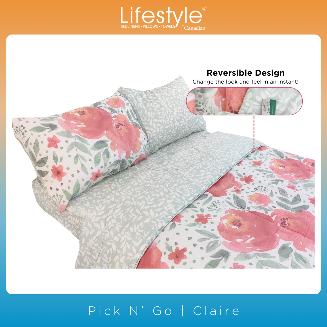 4PC I 3PC I COMFORTER-FITTEDSHEET-PILLOWCASE (JBB SET) I EASY CARE I Lifestyle Pick n Go -Design: CLAIRE