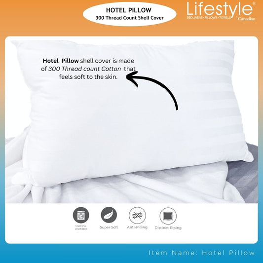 Hotel Pillows - 300 Thread Count Cover Lifestyle by Canadian