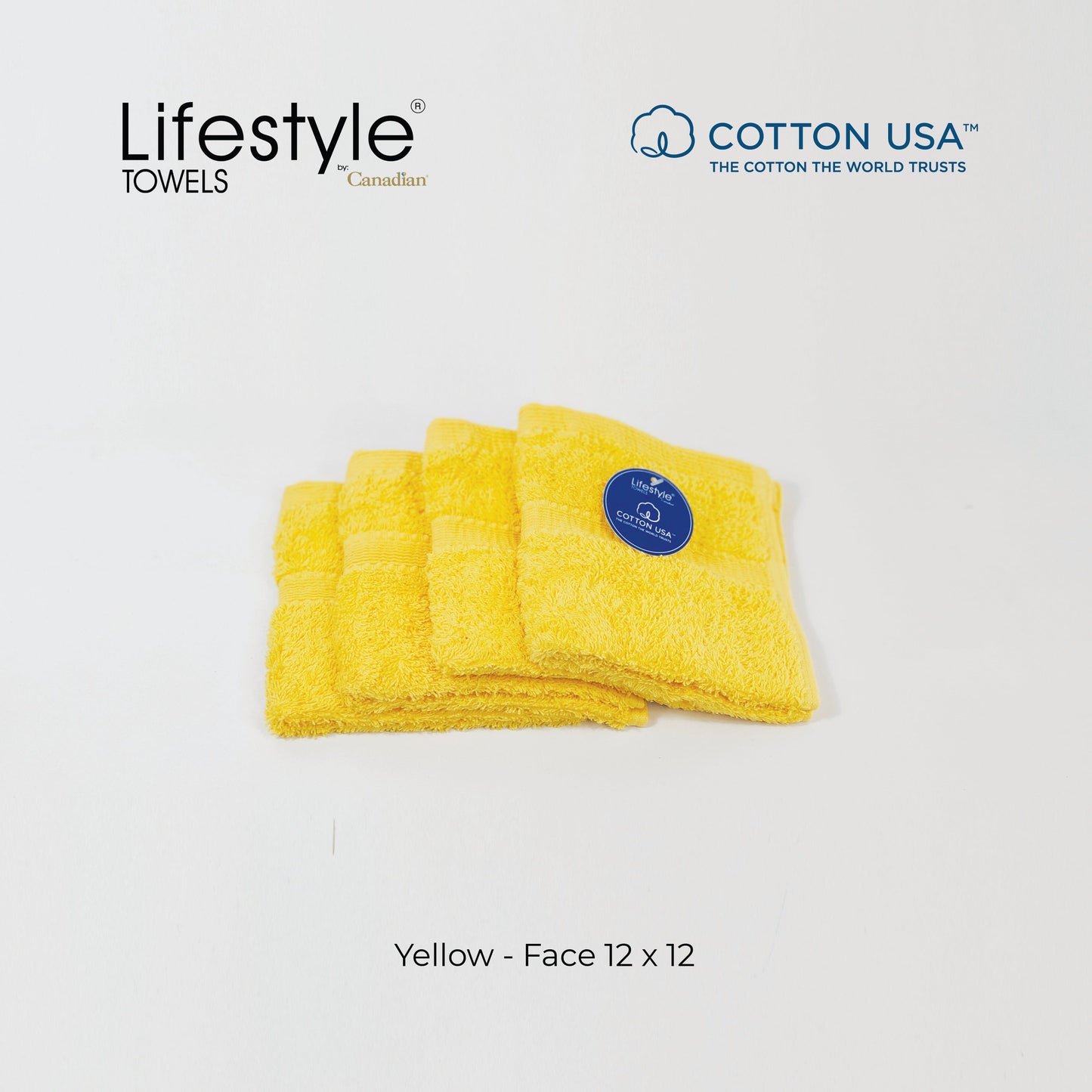 USA COTTON TOWEL 4pc. Face Towel 12'x12' Lifestyle by Canadian 1111 Lifestyle by Canadian