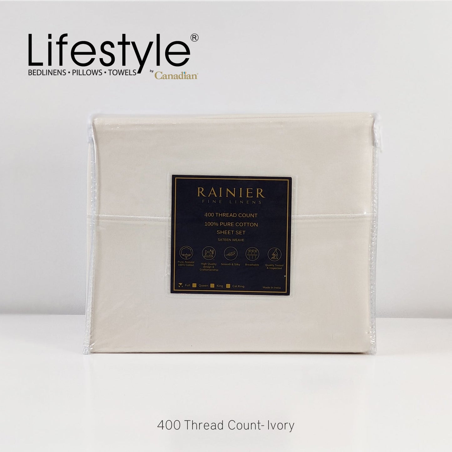 Rainier | 400 Thread Count | 4PC Bed Sheet Set (100% Cotton) Lifestyle by Canadian