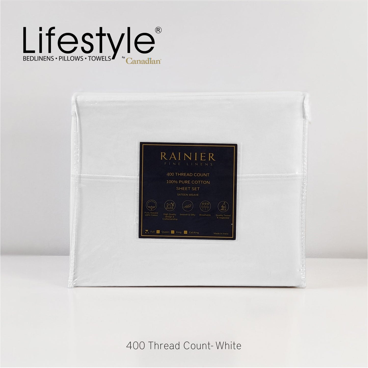 Rainier | 400 Thread Count | 4PC Bed Sheet Set (100% Cotton) Lifestyle by Canadian
