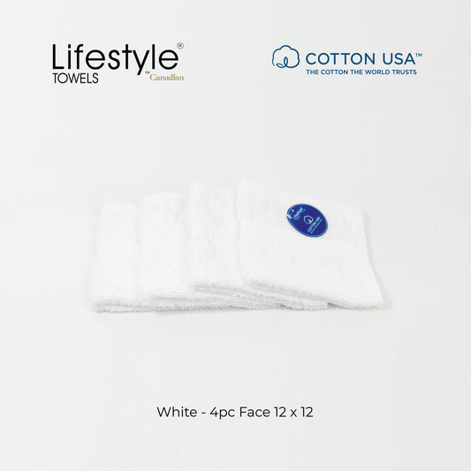 USA COTTON TOWEL 4pc. Face Towel 12'x12' Lifestyle by Canadian 1111 Lifestyle by Canadian