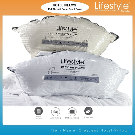 Hotel Crescent Pillow - 300 Thread Count Cover Lifestyle by Canadian