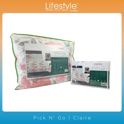 4PC I 3PC I  COMFORTER-FITTEDSHEET-PILLOWCASE (JBB SET) I EASY CARE I Lifestyle Pick n Go -Design: CLAIRE