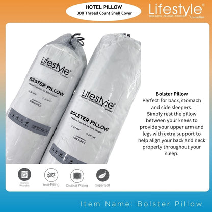 Hotel Bolster Pillows - 300 Thread Count Cover Lifestyle by Canadian