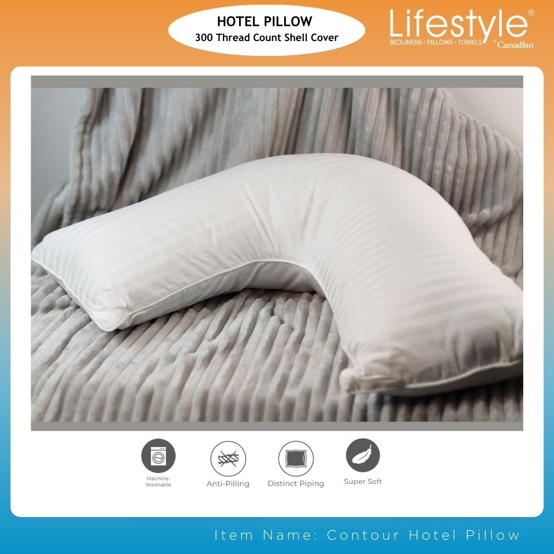 Hotel Contour L-Shaped Pillow - 300 Thread Count Cover Lifestyle by Canadian