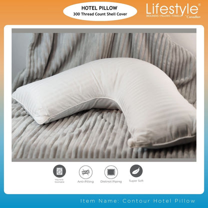 Hotel Contour L-Shaped Pillow - 300 Thread Count Cover Lifestyle by Canadian