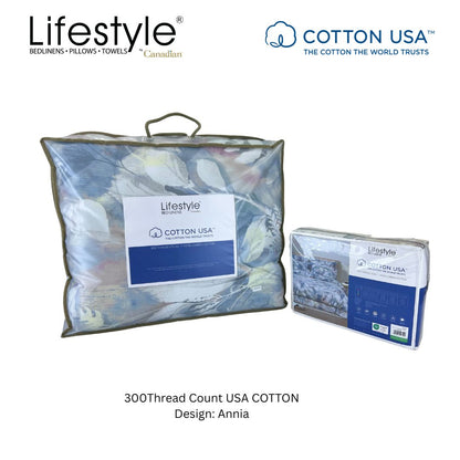 4PC I 3PC I COMFORTER I DUVET COVER BEDSHEET USA COTTON 300TC I Design: ANNIA Lifestyle by Canadian