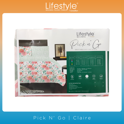 4PC I 3PC I  COMFORTER-FITTEDSHEET-PILLOWCASE (JBB SET) I EASY CARE I Lifestyle Pick n Go -Design: CLAIRE