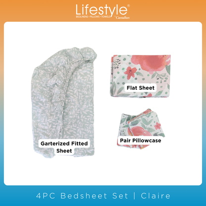 4PC I 3PC I  COMFORTER-FITTEDSHEET-PILLOWCASE (JBB SET) I EASY CARE I Lifestyle Pick n Go -Design: CLAIRE