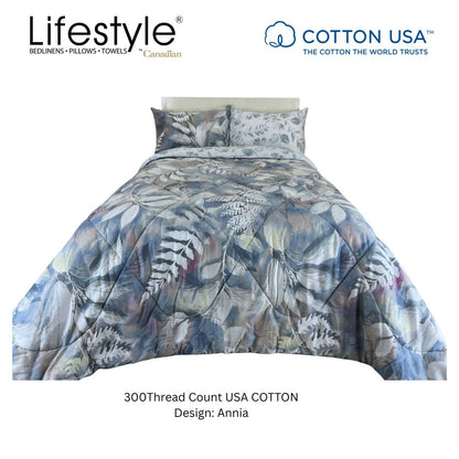 4PC I 3PC I COMFORTER I DUVET COVER BEDSHEET USA COTTON 300TC I Design: ANNIA Lifestyle by Canadian