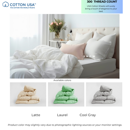 Lifestyle USA 300Thread Count  Cotton Bedsheet Set_PLain- Latte Lifestyle by Canadian