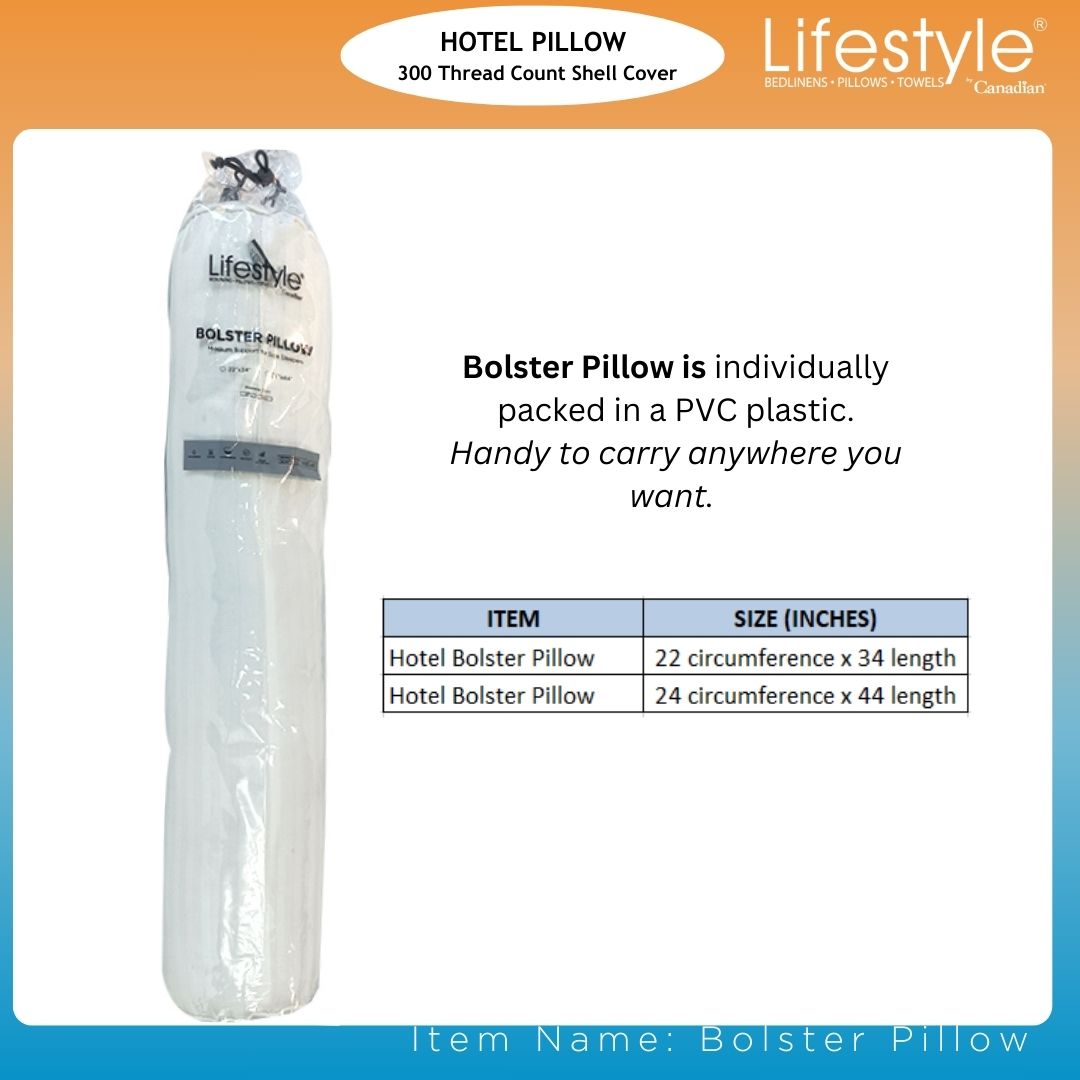 Hotel Bolster Pillows - 300 Thread Count Cover Lifestyle by Canadian