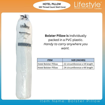 Hotel Bolster Pillows - 300 Thread Count Cover Lifestyle by Canadian