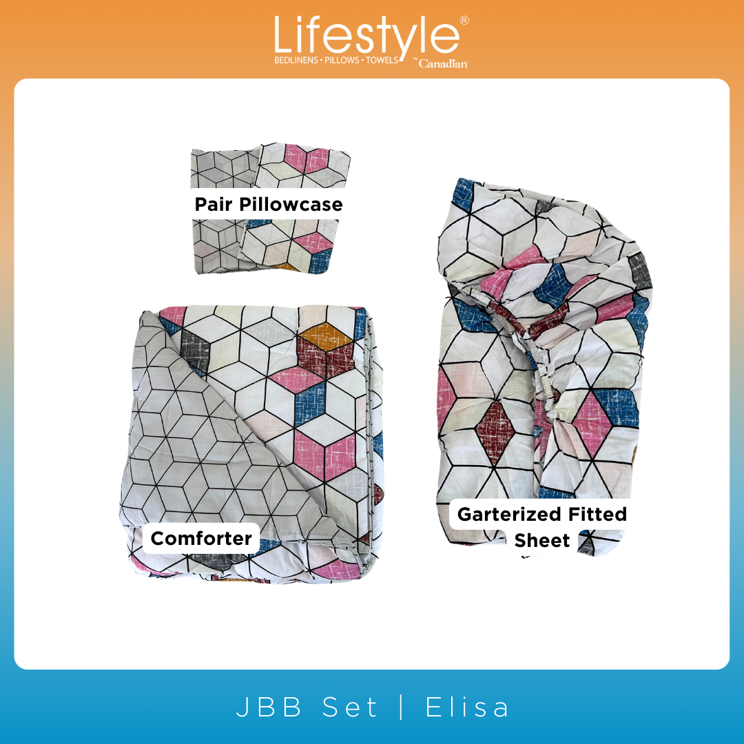 BEDSHEET SET I 4PC I 3PC I COMFORTER FITTEDSHEET PILLOWCASE (JBB SET) I EASY CARE I Lifestyle Pick n Go I Design - Elisa