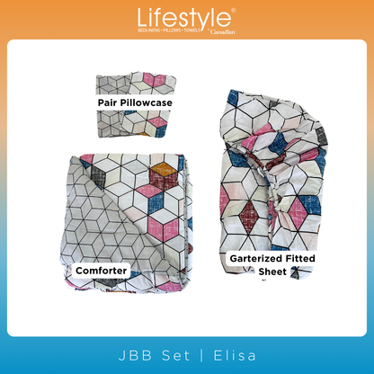 BEDSHEET SET I 4PC I 3PC I COMFORTER FITTEDSHEET PILLOWCASE (JBB SET) I EASY CARE I Lifestyle Pick n Go I Design - Elisa