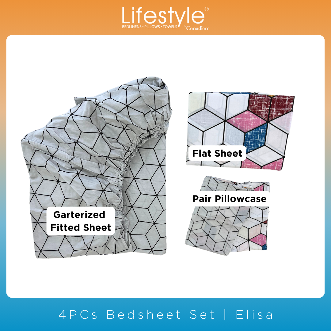 BEDSHEET SET I 4PC I 3PC I COMFORTER FITTEDSHEET PILLOWCASE (JBB SET) I EASY CARE I Lifestyle Pick n Go I Design - Elisa