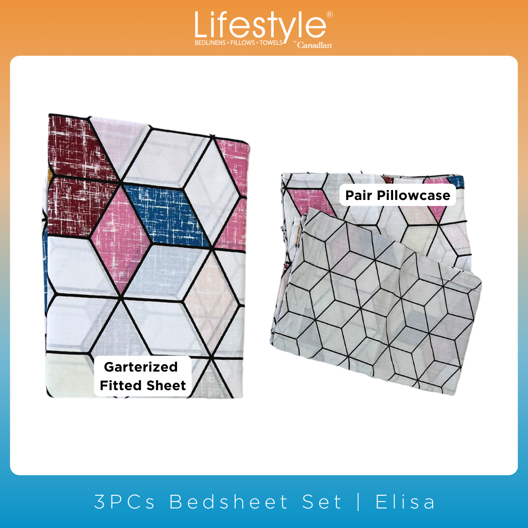 BEDSHEET SET I 4PC I 3PC I COMFORTER FITTEDSHEET PILLOWCASE (JBB SET) I EASY CARE I Lifestyle Pick n Go I Design - Elisa