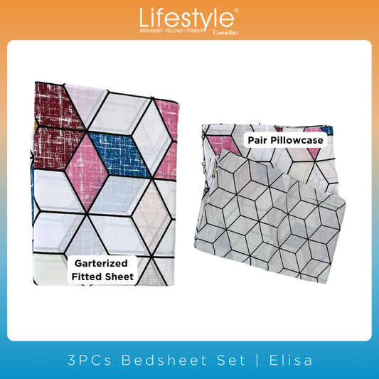 BEDSHEET SET I 4PC I 3PC I COMFORTER FITTEDSHEET PILLOWCASE (JBB SET) I EASY CARE I Lifestyle Pick n Go I Design - Elisa