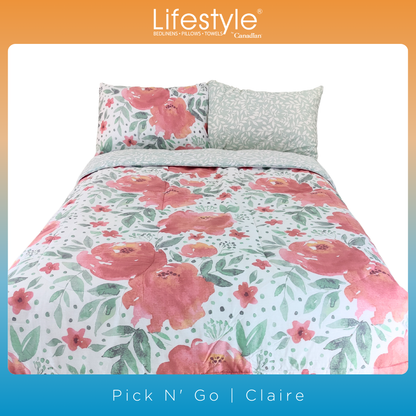 4PC I 3PC I  COMFORTER-FITTEDSHEET-PILLOWCASE (JBB SET) I EASY CARE I Lifestyle Pick n Go -Design: CLAIRE