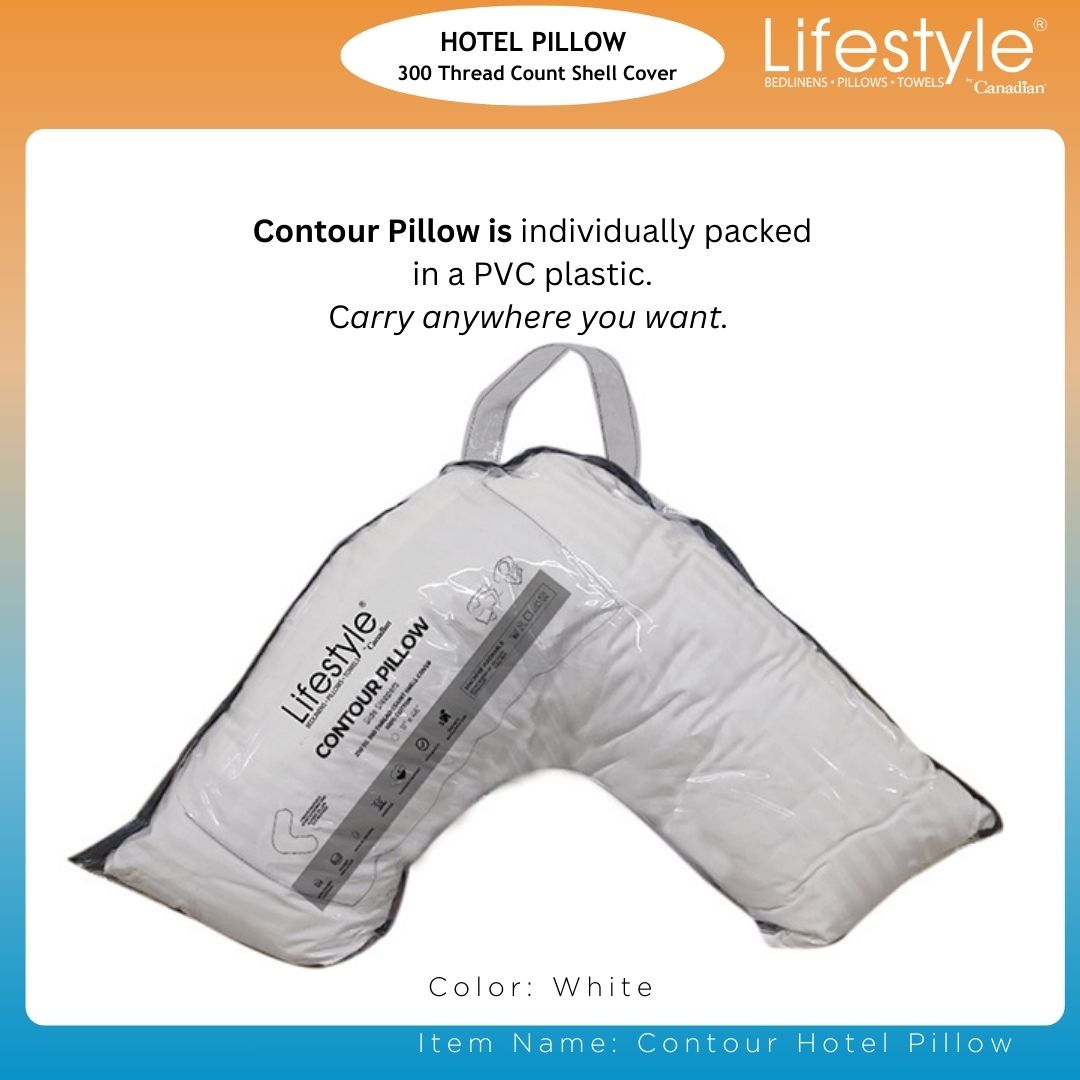 Hotel Contour L-Shaped Pillow - 300 Thread Count Cover Lifestyle by Canadian