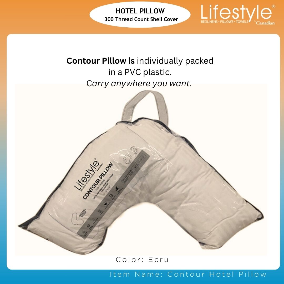 Hotel Contour L-Shaped Pillow - 300 Thread Count Cover Lifestyle by Canadian