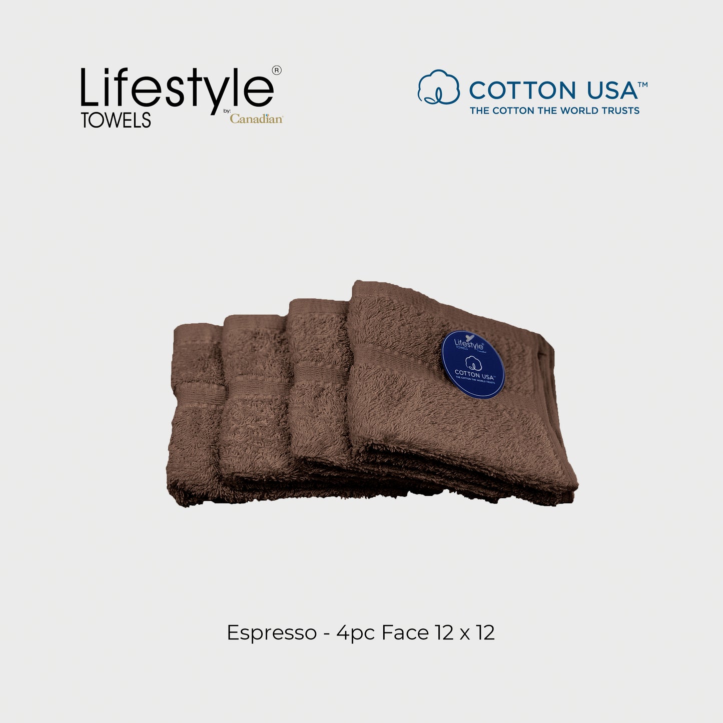 PREMIUM TOWEL I USA 100% Cotton Towel I Lifestyle by Canadian I 4pc. Fingertip 12x20' (1111)