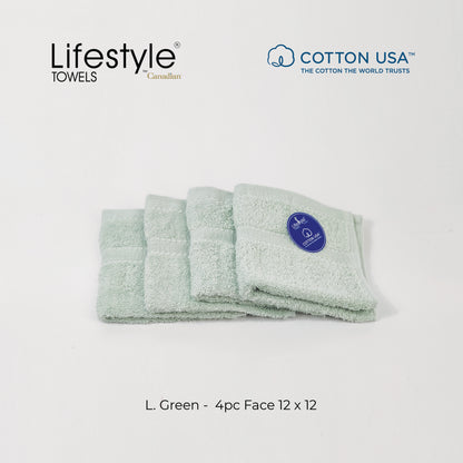 PREMIUM TOWEL I USA 100% Cotton Towel I Lifestyle by Canadian I 4pc. Fingertip 12x20' (1111)