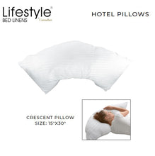 Load image into Gallery viewer, Hotel Crescent Pillow - 300 Thread Count Cover
