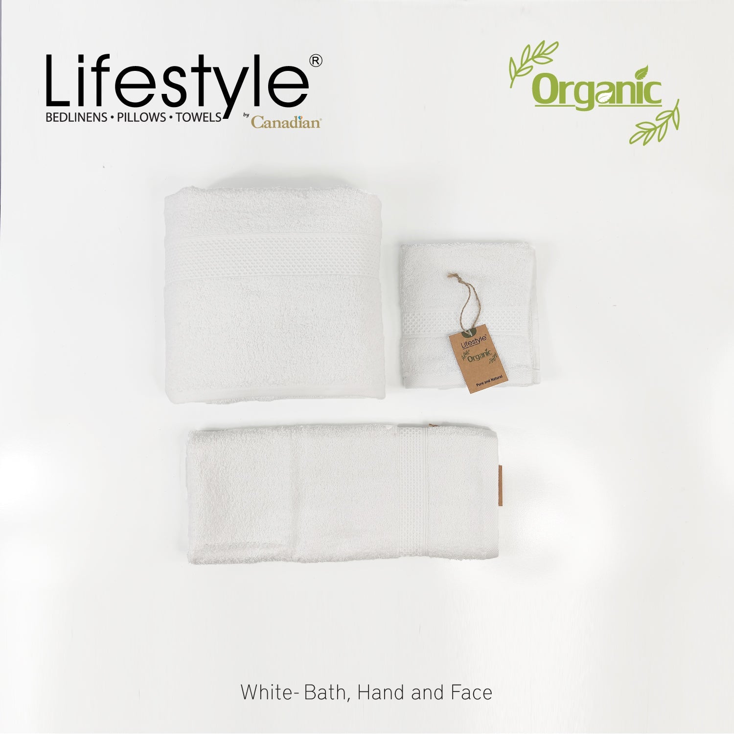 Organic Cotton Towels I Lifestyle by Canadian I (2pc.Bath)(2pc.Hand)(4pc.Face) #242 Lifestyle by Canadian