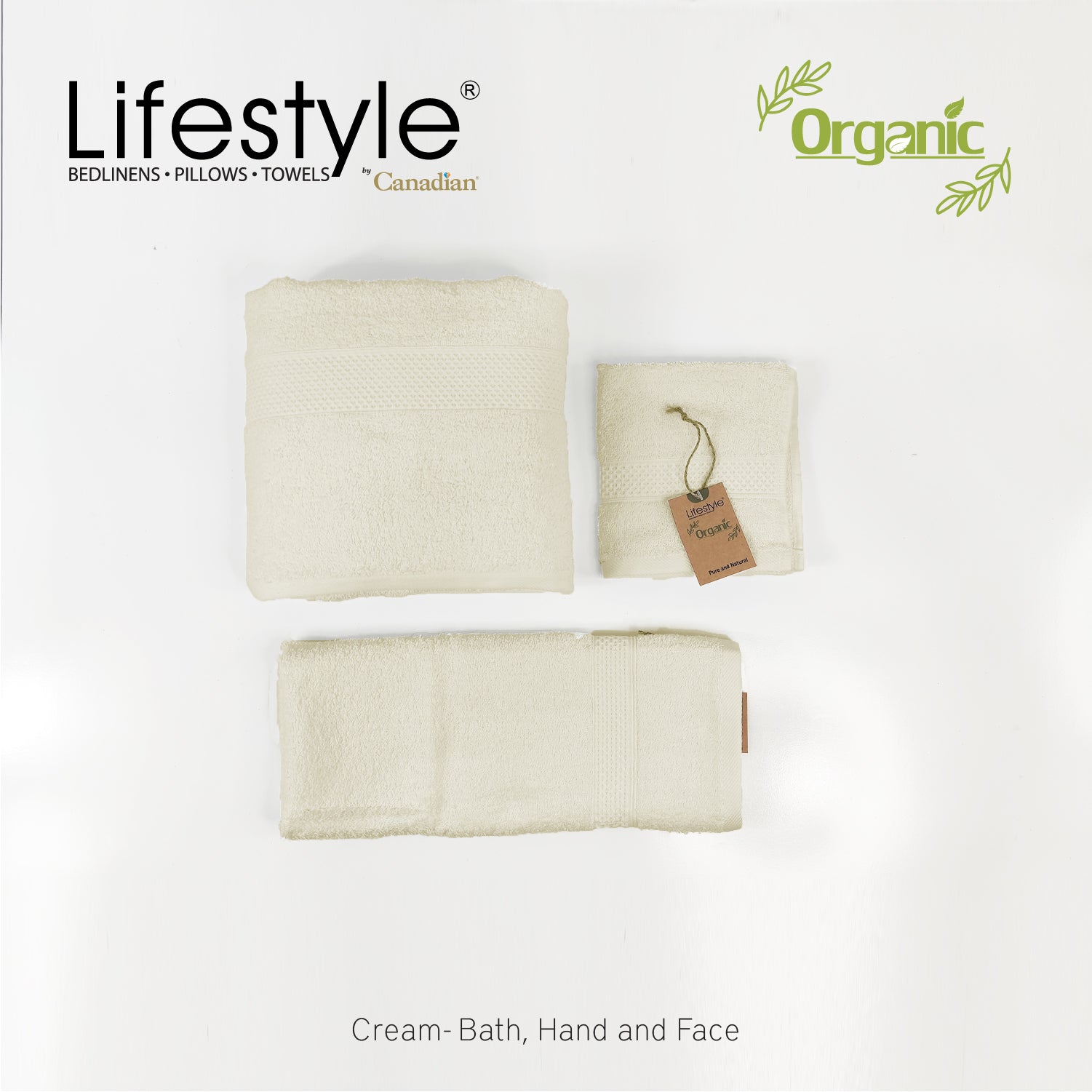 Organic Cotton Towels I Lifestyle by Canadian I (2pc.Bath)(2pc.Hand)(4pc.Face) #242 Lifestyle by Canadian