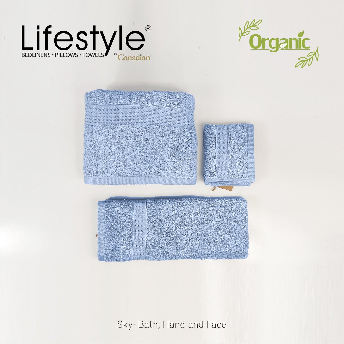 Organic Cotton Towels I Lifestyle by Canadian I (2pc.Bath)(2pc.Hand)(4pc.Face) #242 Lifestyle by Canadian