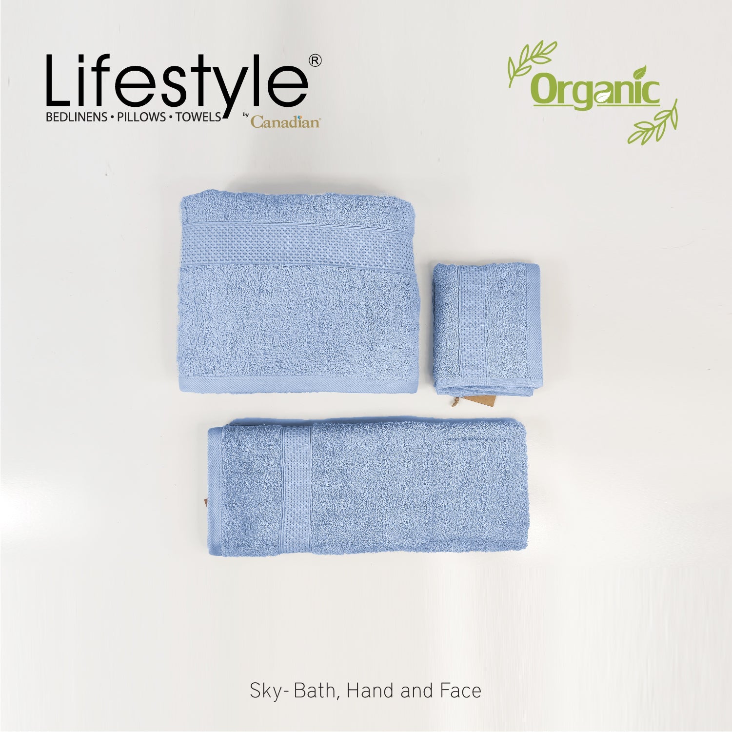 Organic Cotton Towels I Lifestyle by Canadian I (2pc.Bath)(2pc.Hand)(4pc.Face) #242 Lifestyle by Canadian