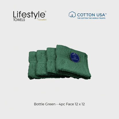 USA COTTON TOWEL  4pc. Face Towel 12'x12' Lifestyle by Canadian 1111 Lifestyle by Canadian
