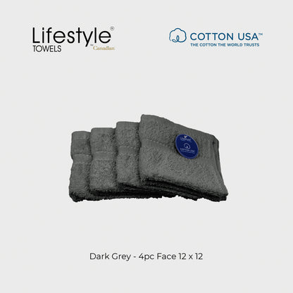USA COTTON TOWEL  4pc. Face Towel 12'x12' Lifestyle by Canadian 1111 Lifestyle by Canadian