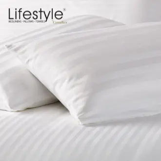 Lifestyle Hotel Whites 250-300TC 100% Combed Cotton Sheet Set 1-cm Stripes Lifestyle by Canadian