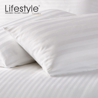 Lifestyle Hotel Whites 300TC 100% Combed Cotton Sheet Set 1-cm Stripes