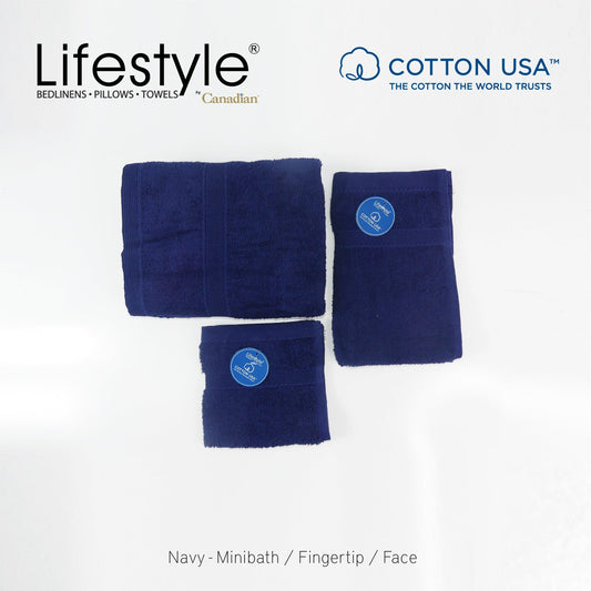 USA COTTON TOWEL Mini Bath Set 22X44inch (1pc Mini bath, 1pc fingertip,1pc face Towel)  #1111 Lifestyle by Canadian