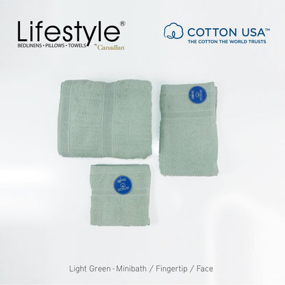 USA COTTON TOWEL Mini Bath Set 22X44inch (1pc Mini bath, 1pc fingertip,1pc face Towel)  #1111 Lifestyle by Canadian