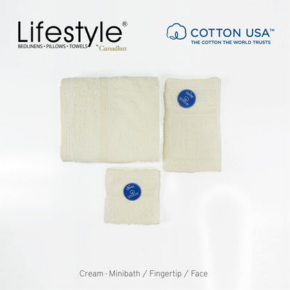 USA COTTON TOWEL Mini Bath Set 22X44inch (1pc Mini bath, 1pc fingertip,1pc face Towel)  #1111 Lifestyle by Canadian
