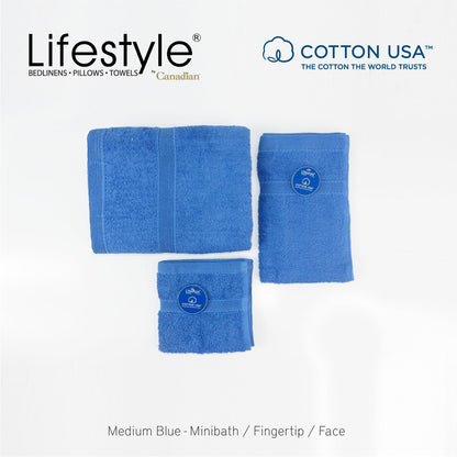 USA COTTON TOWEL Mini Bath Set 22X44inch (1pc Mini bath, 1pc fingertip,1pc face Towel)  #1111 Lifestyle by Canadian