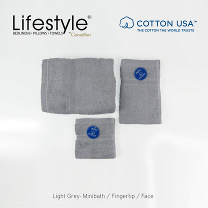 USA COTTON TOWEL Mini Bath Set 22X44inch (1pc Mini bath, 1pc fingertip,1pc face Towel)  #1111 Lifestyle by Canadian